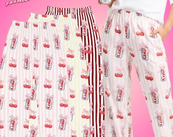 Diet Coke Pajama Pants, Pink Bow Festive Loungewear