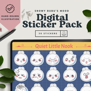 Snowy Bubu – Hand-Sketched Bunny Emotes | Goodnotes Stickers, Digital Planner, Kawaii Mood, Daily  Journal Stickers