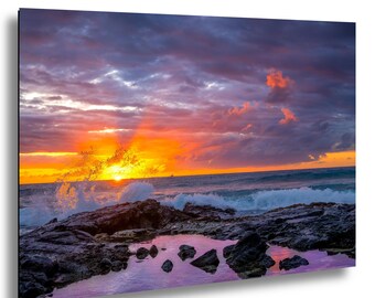 Lava Rock Sunset Print | Kona Hawaii Big Island Photography | Coastal Seascape Wall Art