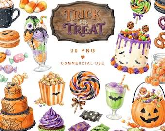 Halloween-Süßigkeiten-PNG-Bundle, Halloween-Süßigkeitenladen-Cliparts, Süßes-oder-Saures-Laden, Gruselige Jahreszeit PNG mit Süßigkeiten und Leckereien für Sublimation