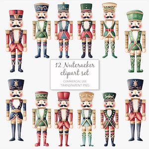 Nutcracker Clipart, Nutcracker PNG, Watercolour Nutcrackers, Cute Christmas Soldiers, Digital Download, Sublimation PNGs, Nutcracker Soldier