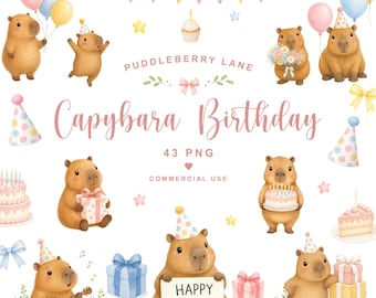 Capybara Geburtstag, Capybara PNG, Capybara Clipart, Capybara Party, Capybara Printable, Transparente PNGs, digitaler Download