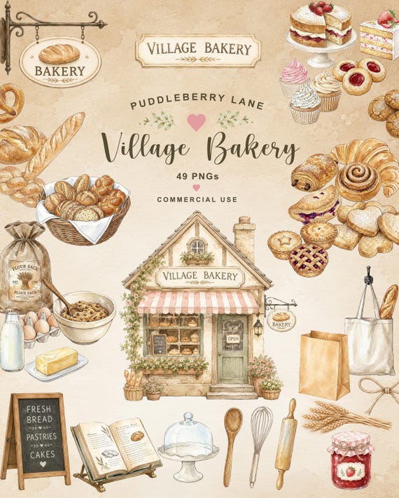 Bakery PNG, Baking Clip art, Bakery Clipart, Cupcake png, Bread PNG, Bakery Shop Clipart, Muffin PNG, Bakery Illustration