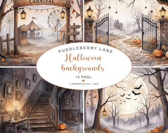 Halloween-Hintergrund, Halloween-Cliparts, Halloween-PNG, Grusel-PNG, Halloween-Digital-Download, Spuk-Halloween-Szene, Grusel-PNG