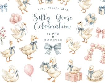 Lustige Gans (PNG), Lustige Gans (Clipart), Eine lustige Gans, Lustige Gans zum Geburtstag, Lustige Gans zur Babyparty, Digitaler Download, Kommerzielle Nutzung