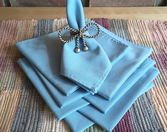 Cloth Napkins, Blue, 8pc Set, Cotton Blend, Easy Care, Table Linens