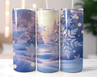 Magische Winter Schneeflocke Tumbler Wrap, Glitzer Schneeflocke Tumbler PNG, Weihnachten Tumbler Wrap, 20 Unze Skinny Tumbler Wrap, Sublimationsdesign,