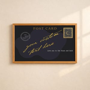 Custom Celestial Postcard Art, Personalized Midnight Love Letter Print, Moon and Stars Wall Decor, Moody Anniversary Gift, Digital Download