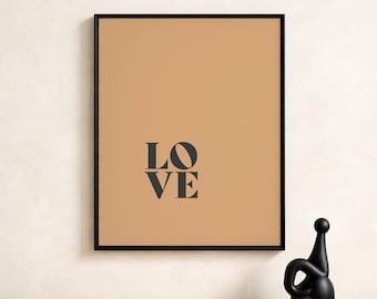 Personalized Boho Typography Printable wall art, Earth Tone Decor, Terracotta & Black Love Poster, Modern Digital Download