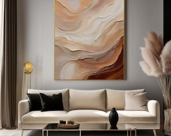 Luxury Neutral Textured Wall Art | Abstract Cream Sand Mocha Print | Minimalist Modern Home Décor