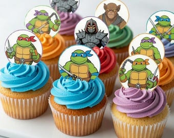 Ninja Turtles Cupcake Toppers | Kids Birthday Party Decorations (Digital Download)