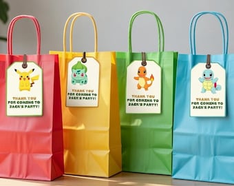 Pokémon Party Bag Tags | Printable Thank You Tags | Pokémon Birthday Party Favors | Instant Download