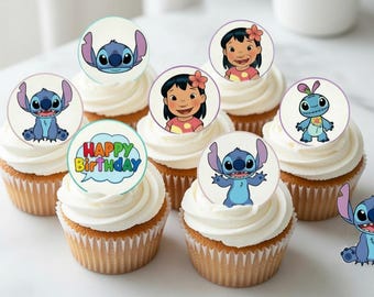 Lilo & Stitch Cupcake Toppers | Kids Birthday Party Decorations (Digital Download)
