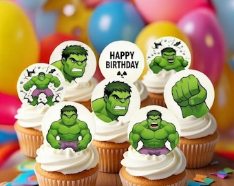 Hulk Birthday Cupcake Toppers | Superhero Party Printables (Instant Download)