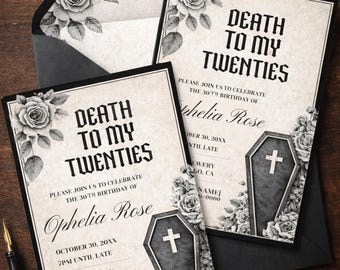 Death to My Twenties Birthday Invitation | 30th Birthday Invitation (Instant Download)