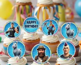 Fort game Cake Toppers Printable | Gaming Birthday Cake Decorations | Instant Download