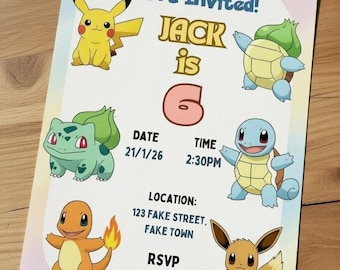 Pokémon Birthday Invitation | Editable Pokémon Party Invite | Pokémon Birthday Party | Digital Download | Printable Invitation