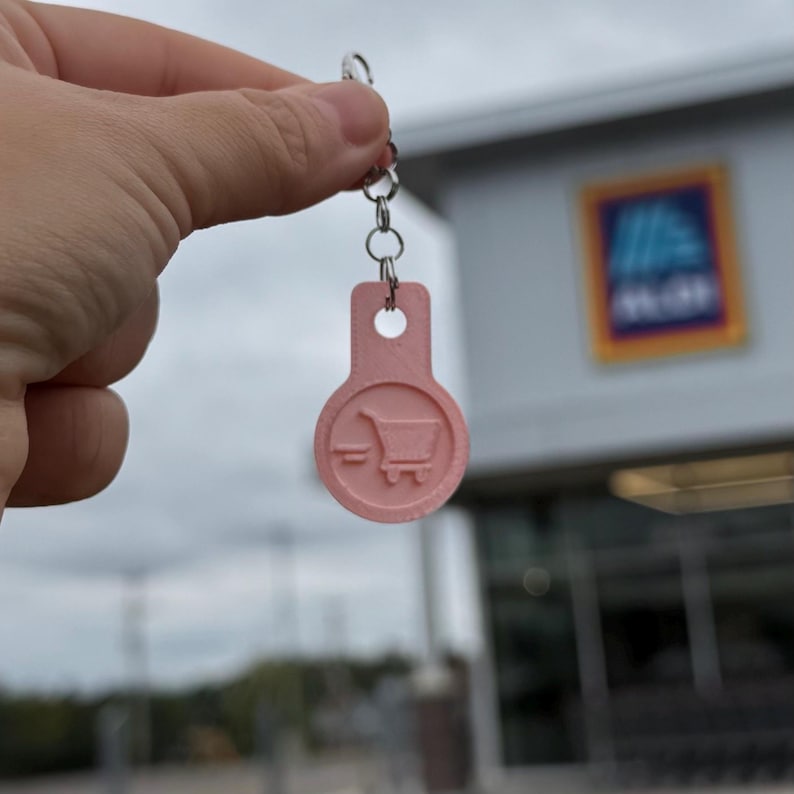 Shopping Cart Coin Keychain - Quarter Size, PLA Bioplastic image 3