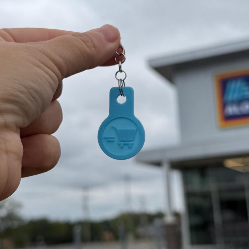 Shopping Cart Coin Keychain - Quarter Size, PLA Bioplastic image 4