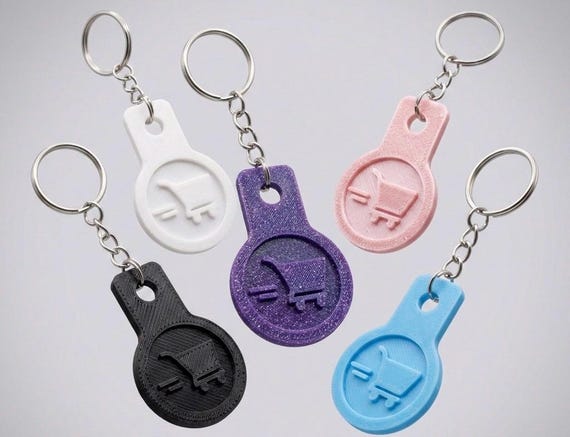 Shopping Cart Coin Keychain - Quarter Size, PLA Bioplastic