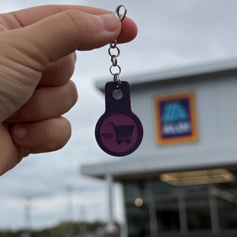 Shopping Cart Coin Keychain - Quarter Size, PLA Bioplastic image 5