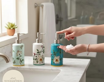 Floral Keramik Seifenspender - Bad Pump in mehreren Farben
