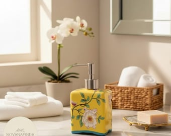 Seifenspender aus Keramik - Vintage Floral Badezimmerzubehör in verschiedenen Farben