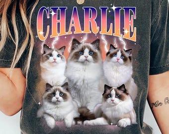 Comfort Colors® Custom Cat Dog Pet Photo Shirt: Personalized 90s Bootleg Style Tee