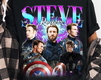 T-shirt Captain America 'Rogers For President 2016' - Taille S, Bleu Coton Hanes
