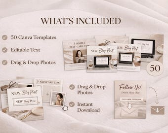 50 Neutral Canva Instagram Quote Templates (Digital Download)