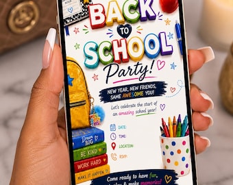 Editable Back to School Party Invitation Template (Digital Download)