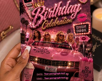 Mean Girls Birthday Invitation | Pink Y2K Burn Book Party Invite (Digital Download)