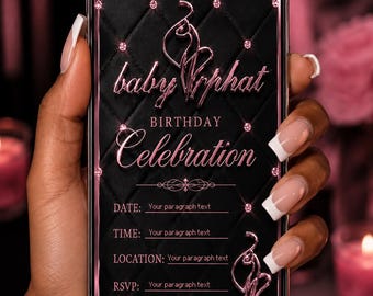 Baby Phat Birthday Invitation, Pink Y2K Hip Hop Party Invite (Digital Download)