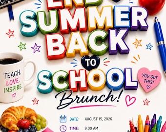 Teacher Back to School Brunch Invitation | Editable Canva Template