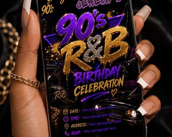 90s R&B Birthday Invitation Template | Luxury Theme Party Invite (Digital Download)