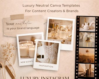 Luxury Neutral Instagram Templates | 50 Editable Canva Content Kit (Digital Download)