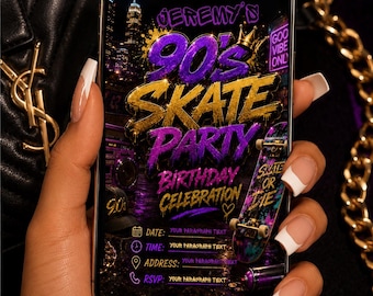 90s them Invitation Template | Retro Throwback Party Invite (Digital Download)