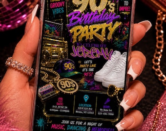 90s era Invitation Template |  Throwback Party Invite (Digital Download)