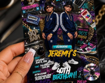 90s them Invitation Template | Retro Throwback Party Invite (Digital Download)