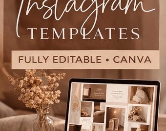 50 Neutral Canva Templates | Minimalist Social Media Branding Kit (Digital Download)