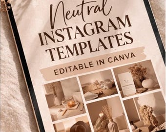 50 Neutral Instagram Templates | Minimalist Beige Branding Bundle (Digital Download)