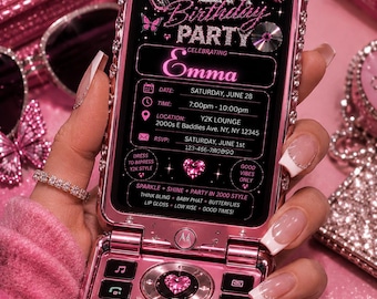 Y2K Theme Birthday Invitation Template |  Throwback Party Invite (Digital Download)