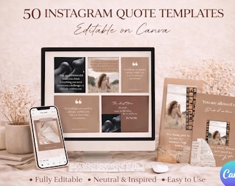 50 Editable Instagram Quote Templates (Canva) – Neutral Design