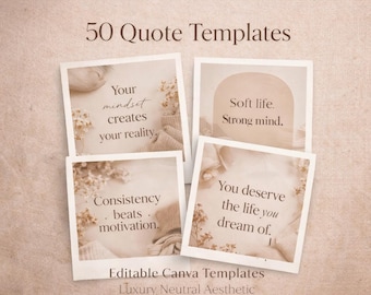 50 Motivational Quote Templates | Luxury Neutral (Digital Download)