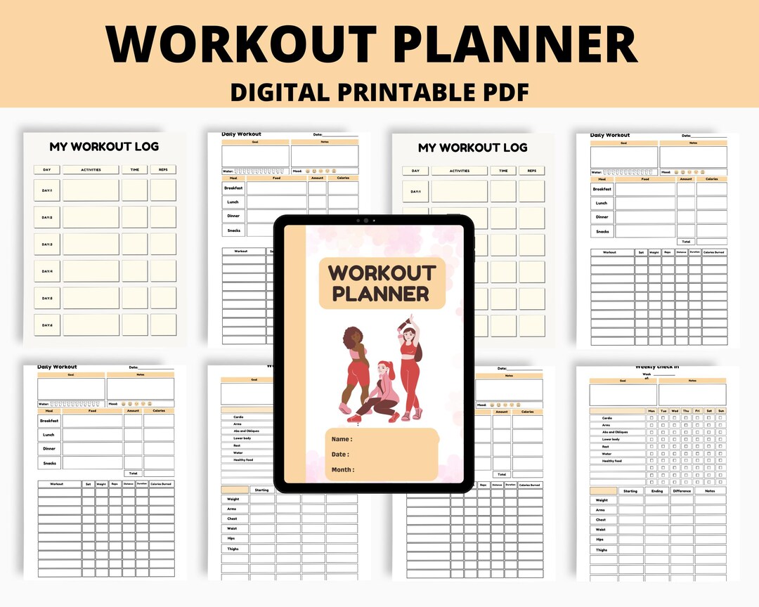 Workout Planner Printable | Fitness Tracker | Exercise Log | Gym ...