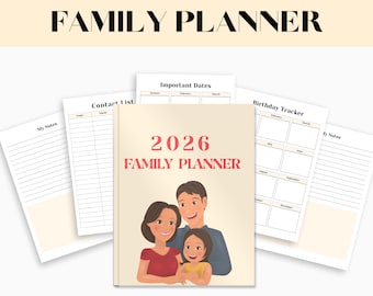 Family Planner Printable | Monthly Household Organizer | Meal Planner | Family Schedule | Budget Tracker | Instant Download PDF