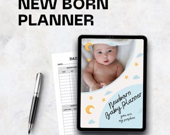 Newborn Baby Planner Printable, Feeding and Sleep Tracker, Baby Milestone Log, New Mom Organiser, Digital Baby Journal