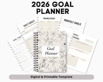 2026 GOAL Planner Printable, Annual Planner, Vision Board Planner, Goal Setting Journal, Yearly Planner, Productivity Planner, Life Planner