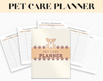 Pet Care Planner | Dog & Cat Health Tracker | Pet Medical Record | Vet Appointment Log | Instant Download PDF