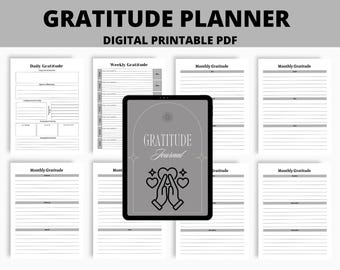 Gratitude Planner Printable, Daily Gratitude Journal, Mindfulness Planner, Self Care Journal, Mental Wellness Planner, Positivity Journal